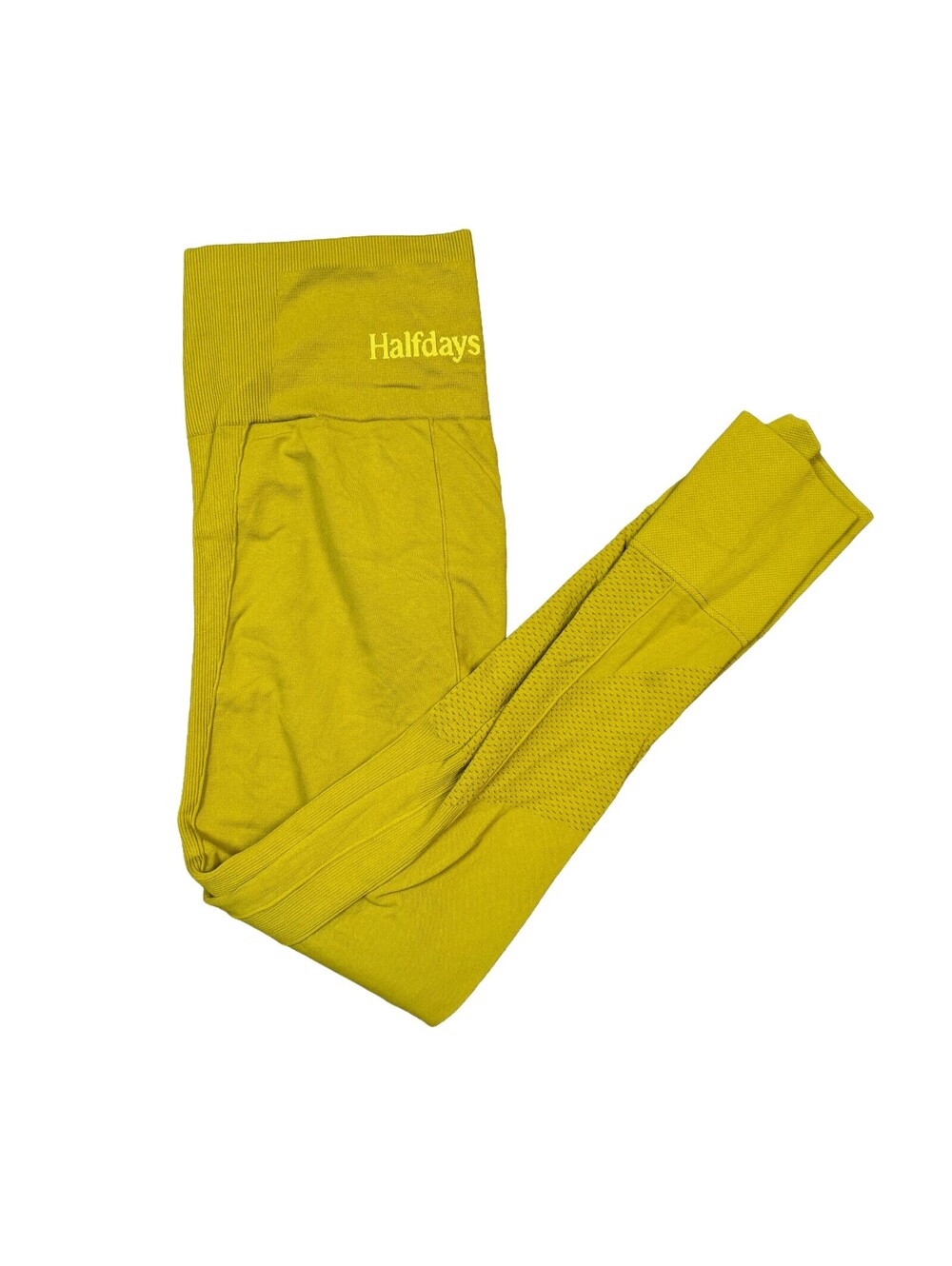 Halfdays Sofia Leggings Womens M Chartreuse Yellow Seamless High Rise Ski Yoga